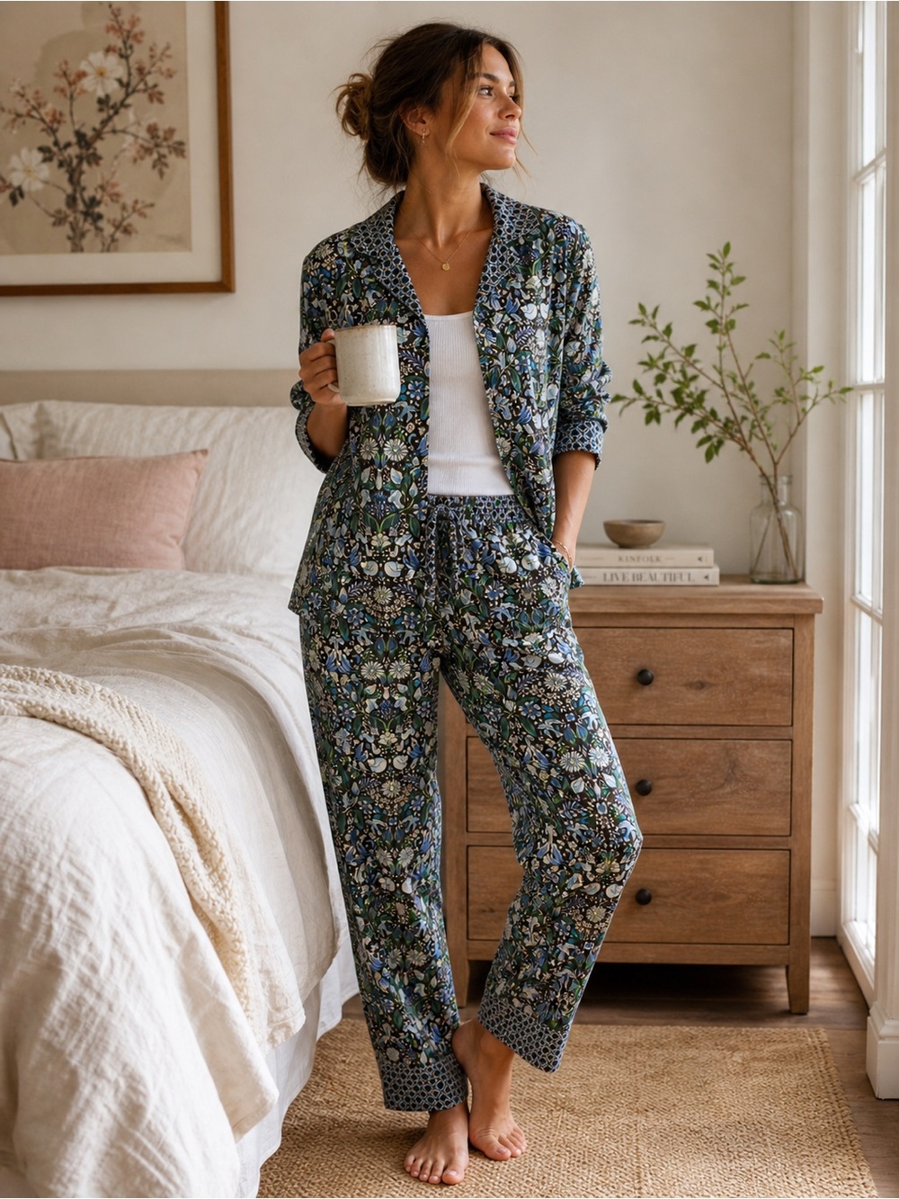 Vera Bradley Pajama Set S Enchanted Woodland Animals Fox Bird Squirrel Mushrooms